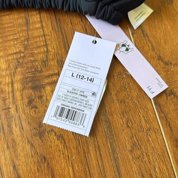 NWT Wild Fable Large (12-14) Solid Black Triangle Wrap Bikini Swim Top - Picture 6 of 8